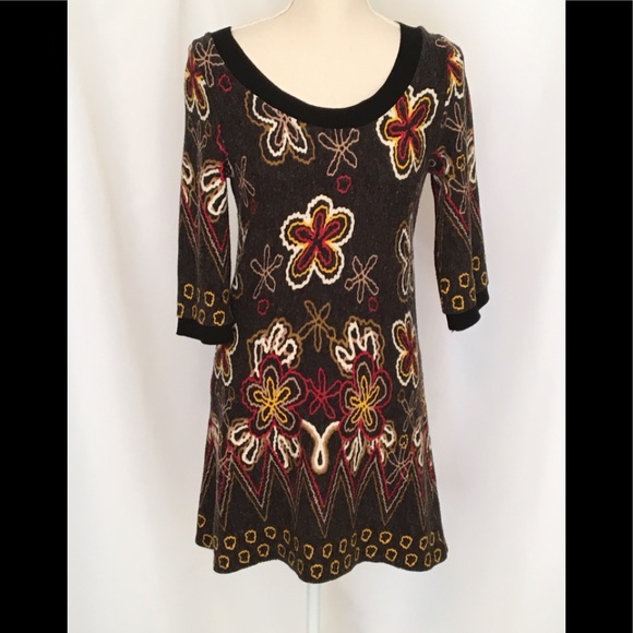 Funky People Dresses & Skirts - Funky People Abstract Floral Scoop Neck Dress M